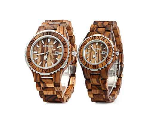 Bewell ZS-100B Couple Wooden Quartz Watch