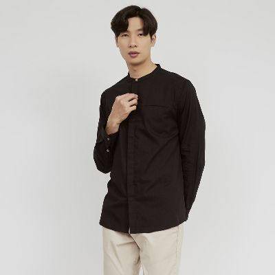 Kemeja Hitam Polos Pria Terbaik - M231 Kemeja Pria Shanghai Polos 1971D