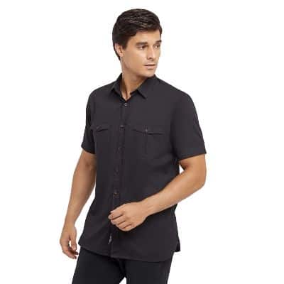 Kemeja Hitam Polos Pria Terbaik - Salt n Pepper Kemeja Pria Lengan Pendek 233