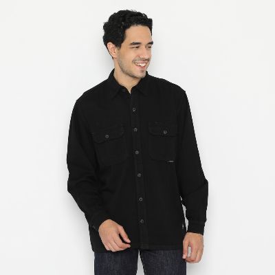 Kemeja Hitam Polos Pria Terbaik - Papperdine Denim Shirt FW21 Black