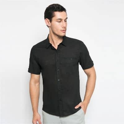 Kemeja Hitam Polos Pria Terbaik - YEGE Kemeja Pria Hitam 8079