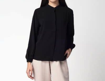 Merk Kemeja Hitam Polos Wanita - Benhill Kemeja Wanita Yena Tops Kemeja Hitam Polos Wanita Lengan Panjang yang Bagus - Benhill Kemeja Wanita Yena Tops