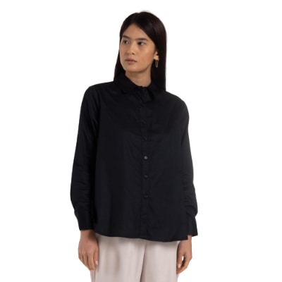 Merk Kemeja Hitam Polos Wanita Lengan Panjang M231 Kemeja Basic Polos Kemeja Hitam Polos Wanita Lengan Panjang Terbaik M231 Kemeja Basic Polos