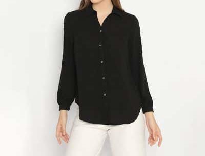 Merk Kemeja Hitam Polos Wanita - Novel Mice Kemeja Crinkle Black Kemeja Hitam Polos Wanita Lengan Panjang yang Bagus - Novel Mice Kemeja Crinkle Black