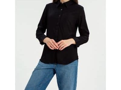Merk Kemeja Hitam Polos Wanita - DUST Kemeja Siantan Hitam D. 116181 Kemeja Hitam Polos Wanita Lengan Panjang yang Bagus - DUST Kemeja Siantan Hitam D. 116181