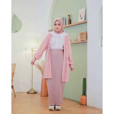 OOTD Cardigan Rajut Panjang Wanita - Dresssofia Jisoo Long Cardi OOTD Cardigan Rajut Lengan Panjang Wanita, Hijab - Dresssofia Jisoo Long Cardi