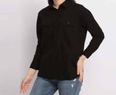 Kemeja Hitam Polos Wanita 1 2