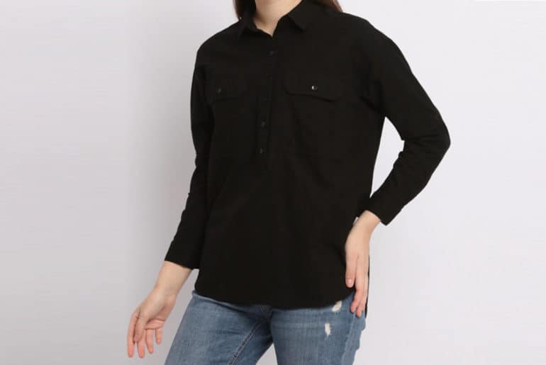 Kemeja Hitam Polos Wanita 1 2