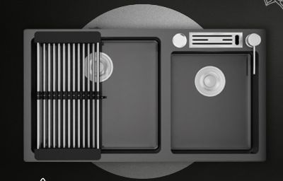 Kitchen Sink Terbaik - WellUp Kitchen Sink Stainless WL8245TD Black