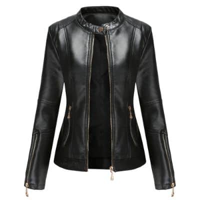 Jaket Kulit Wanita Hitam Kulit Domba Model Touring Jaket Kulit Wanita Hitam Kulit Domba Model Touring