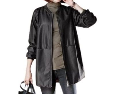 Jaket Kulit Sintetis Longgar Wanita Mantel Dasar Biker Jaket Kulit Sintetis Longgar Wanita Mantel Dasar Biker