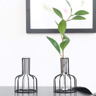 Bentuk Vas Bunga Kaca Terbaik - Feros Hitam Vase Besi Botol Kaca