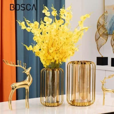 Bentuk Vas Bunga Kaca Terbaik - Bosca Living - Vas Bunga Luxury Gold
