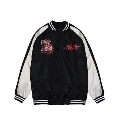 Jaket Sukajan Terbaik & Harga - Thesilversky - Fire Wolf Black Silver Sukajan