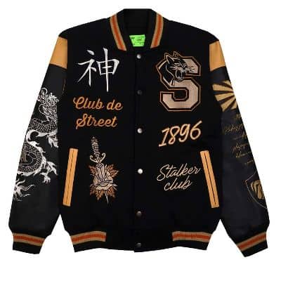 Merk Jaket Varsity Baseball Terbaik - Stalker - Jaket Varsity Daikagu Black Gold Jaket Varsity Baseball Terbaik Original - Stalker - Jaket Varsity Daikagu Black Gold