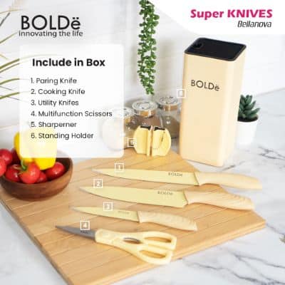 Pisau Set Dapur Terbaik - BOLDe Super Knive Set Creamy