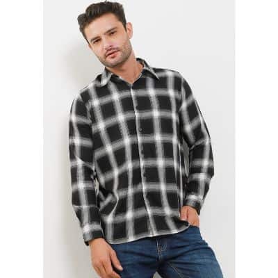 Merk Kemeja Kotak-kotak Pria Lengan Panjang - DUST Kemeja Endra Kotak Hitam Putih Model Kemeja Kotak-kotak Pria Lengan Panjang - DUST Kemeja Endra Kotak Hitam Putih