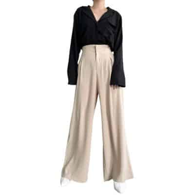 Style Outfit Celana Kulot High Waist Modis - Vallina Loose Pants Plained Highwaist Korean Style Model Outfit Celana Kulot High Waist Wanita Korea - Vallina Loose Pants Plained Highwaist Korean Style