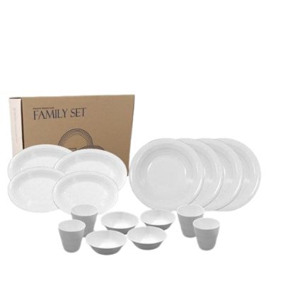 Merk Piring Melamin, 1 Lusin Polos & Motif Terbaik - Glori Melamine Set Makan Keluarga Piring Melamin Piring Melamin Putih & Hitam, 1 Lusin Polos & Motif - Glori Melamine Set Makan Keluarga Piring Melamin
