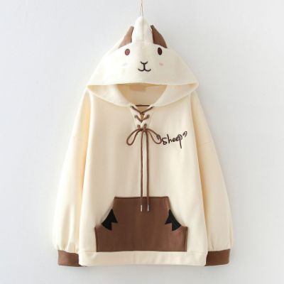 Jaket Wanita Korea Vallina Hoodie Premium Cartoon Sheep Sweater Jaket Wanita Korea Vallina Hoodie Premium Cartoon Sheep Sweater