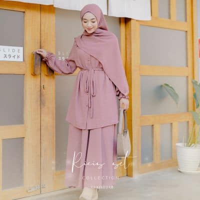 GlizHijab - Ricis One Set Tunik Rok Muslim Jumbo Busui One Set Crinkle Kekinian & Premium - GlizHijab - Ricis One Set Tunik Rok Muslim Jumbo Busui