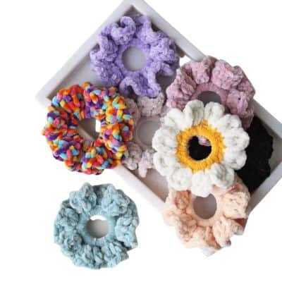 Ikat Rambut Scrunchie Korea & Hijab - Butterflw Fluffly Scrunchie Crochet