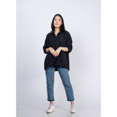 Merk Kemeja Hitam Polos Wanita Lengan Panjang Ixora Kemeja Wanita Wren Oversized Kemeja Hitam Polos Wanita Lengan Panjang Terbaik Ixora Kemeja Wanita Wren Oversized