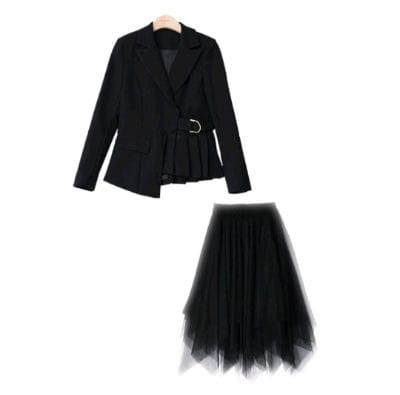 Blazer Wanita Korea Cantik & Modern - Susana ID Suit Collar Formal Top + Skirt Korean Style SU009