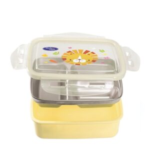 213 Baby Safe Stainless Lunch Box Square 3 Sections Ss0010