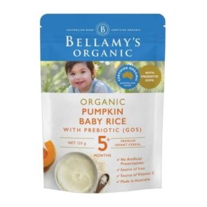 348 Bellamys Organic Pumpkin Baby Rice With Prebiotic Gros 5 Months 125gr
