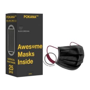 3971 Pokana 4ply Earloop Surgical Face Mask Black Cordovan 25s