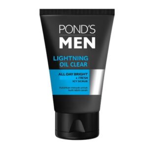 4018 Ponds Men Lightning Oil Clear All Day Brightfresh Icy Scrub 100gr