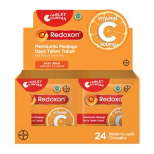 4256 Redoxon Tablet Kunyah Vitamin C 500mg Rasa Jeruk Box 24 Tablet 1 Sleeve 2 Tablet