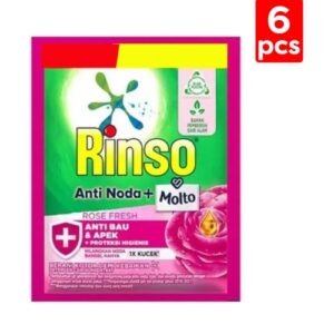 4359 Rinso Molto Deterjen Cair Rose Fresh 18ml 6 Sachet