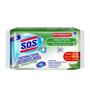 4863 Sos Antibacterial Antiseptic Wipes Eucalyptus 10 Sheets Extrafill 10 Sheets