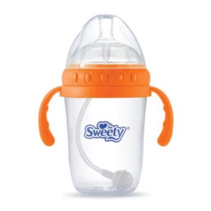 5051 Sweety Baby Bottle Extra Wide Neck With Handle Orange 260ml
