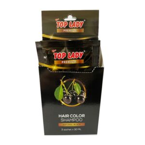 5243 Top Lady Premium Hair Color Shampoo Black Pack 3 Sachet 30ml