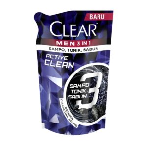 826 Clear Men 3in1 Sampo Tonik Sabun Active Clean Refill 280ml