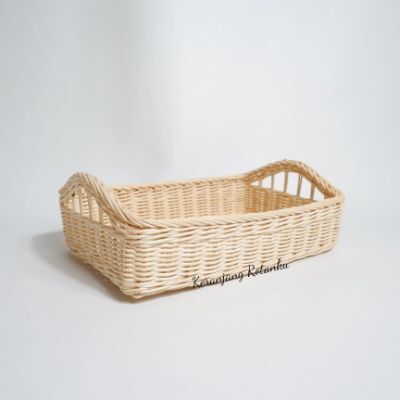 Keranjang Buah dari Rotan Ukuran Besar & Kecil - Keranjang Rotan Persegi Panjang